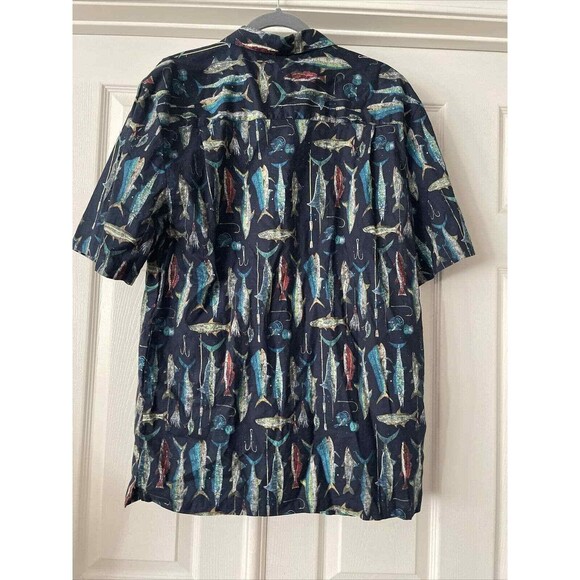 Clearwater Outfitters Mens Button Up Shirt Large Pocket Fish Lures Outdoor Blue - Picture 5 of 8